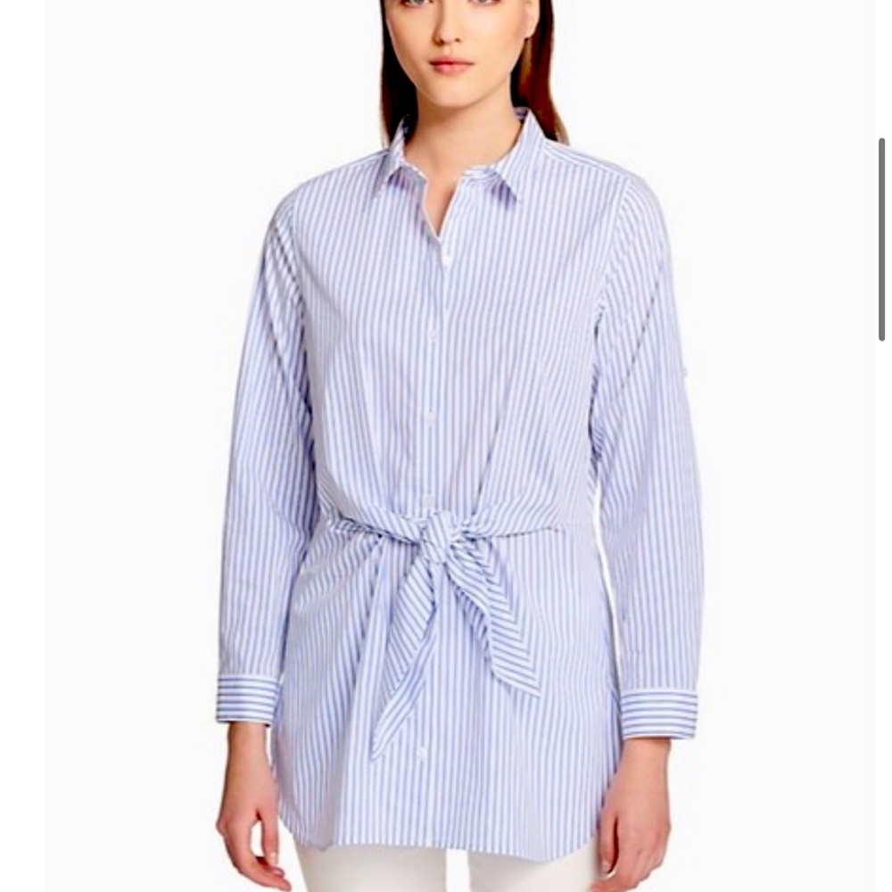 Calvin Klein tie front striped shirt